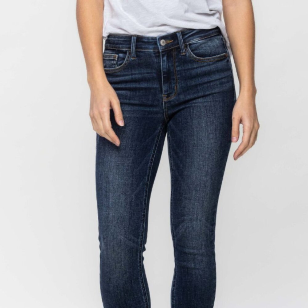 Judy Blue Dark Wash Skinny Raw Hem